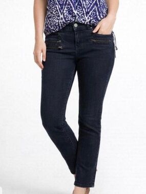 Dark Wash Skinny Moto Biker Jeans Zipper Pockets Size 6